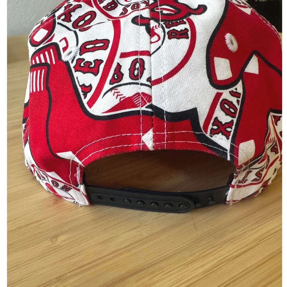 Boston Red‎ Sox Snapback Hat Mens Red White All Over Print MLB Fenway Collection